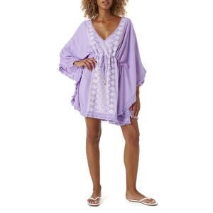 Melissa Odabash Isabelle Lavender/White Kaftan Cover Up